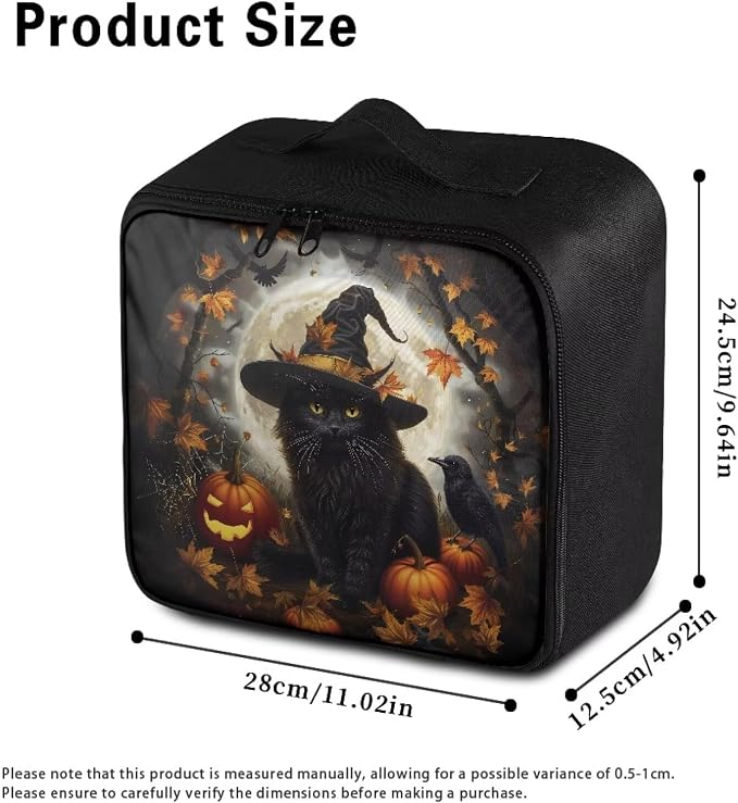 Halloween Witch Cat First Aid Case Empty Veterinary Medic Bag for Animal Clinics and Pet Owners Includes Secure Zipper Compartments