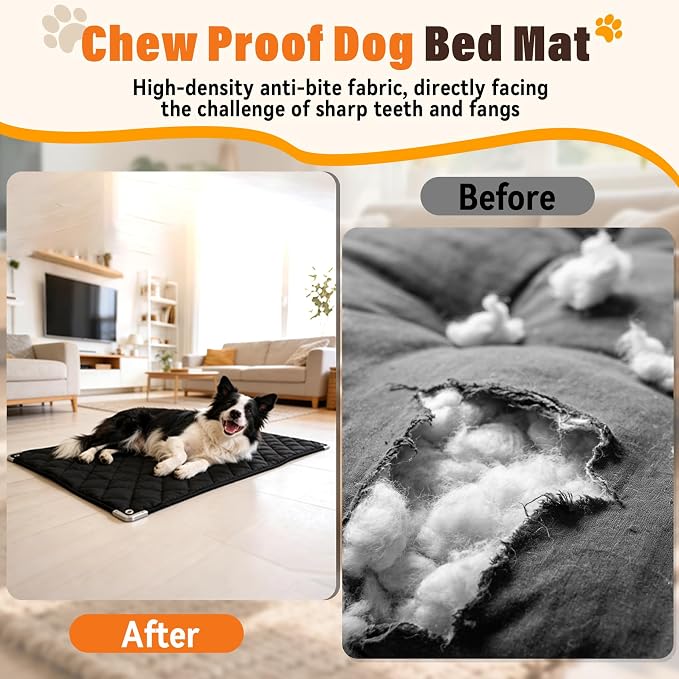 Brobear 35" x 22"Chew Proof Crate Pad for Aggressive Chewers | 35" x 22",With Reinforced Metal Edges and Metal Rings, Suitable for Stubborn Chewers and Puppies in Teething Stage Suitable