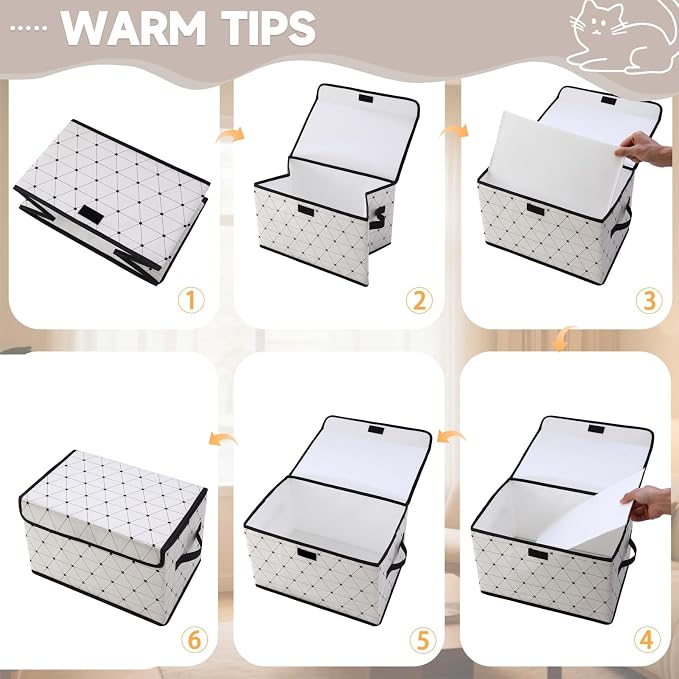 Fabric Storage Bins with Lids,Under Bed Storage Containers 3Pack | Stackable Clothes Storage Bins with Lids,Closet Organizers Box for Home and Office,Blanket Clothes Organizers