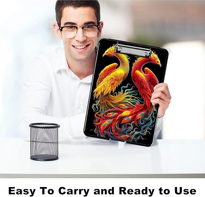 Heavy Duty Storage Clipboard, Slim Nursing Clipboard with Internal Pen Case, Portable File Organizer Case for A4 Letter Size Paper Office Medical Professionals, Flamingo Red