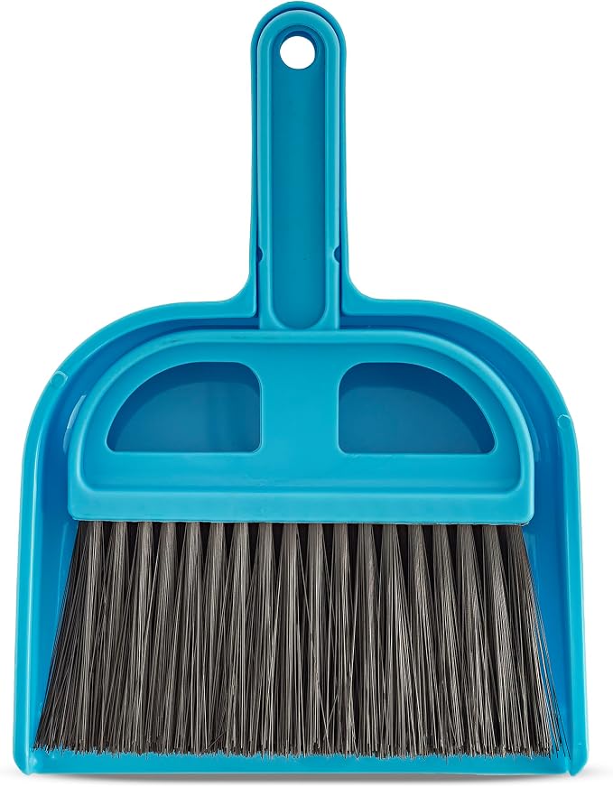 Fresh Step 4-in-1 Deluxe Cat Litter Cleanup Kit | Includes scoop, broom, dust pan, and hanging caddy, compatible with standard litter boxes, blue, 4-in-1