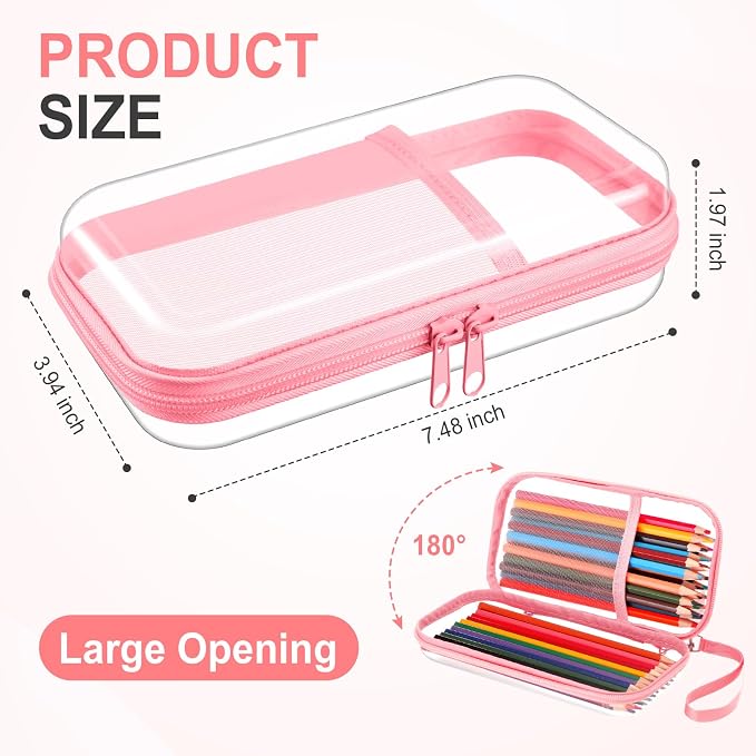 Sanwuta 4 Pcs Clear Hard Shell Zipper Case Plastic Case, Nude Pink
