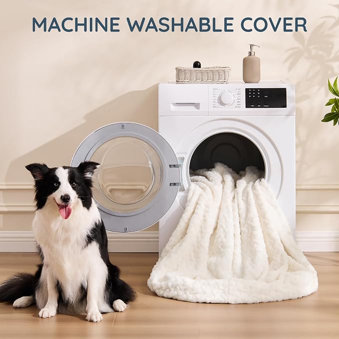 ChiXnuggle Faux Fur Washable Human Dog Bed Cover（Only Human Dog Bed） | 72*40*10,removable replace cover,soft fur,non-slip bottom,white