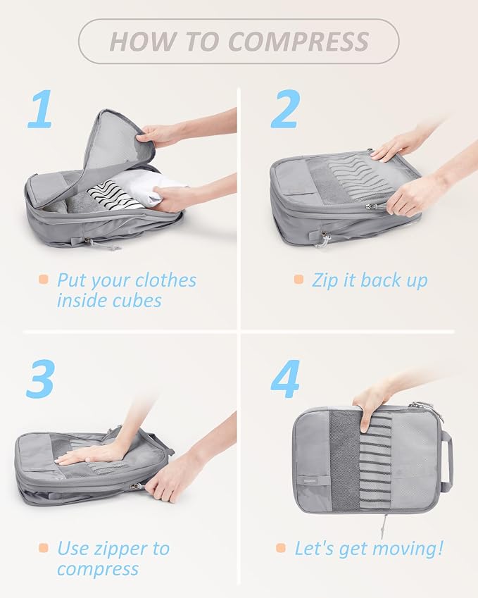 BAGSMART Compression Packing Cubes for Travel Essentials | 14 Set /6 Set /4 Set/2 Set, Lightweight, Durable