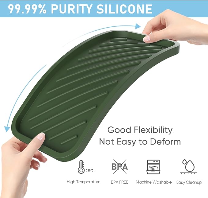 Silicone Sponge Holder-Large Thick Durable 10" Sink Organizer Tray-Kitchen
