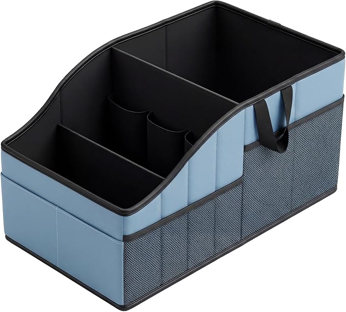 WHHMK Sturdy Leather Car Storage Support Up to 33 LB of Weight, Blue | Car Backseat Organizers, Front Seat Organizer, Floor Organizer and Storage Used for SUV Truck Toy Snack Water Bottle Holder