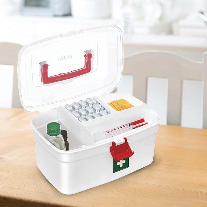 Milton First Aid Box Empty, Lockable Medical Storage Box for Medicines | Milton Medicine Storage Box Empty, Lockable First Aid Box for Medication