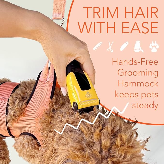 Haminway Pet Grooming Hammock – Large Dog Grooming Sling for Nail Trimming, Bathing & Ear/Eye Care – Pink