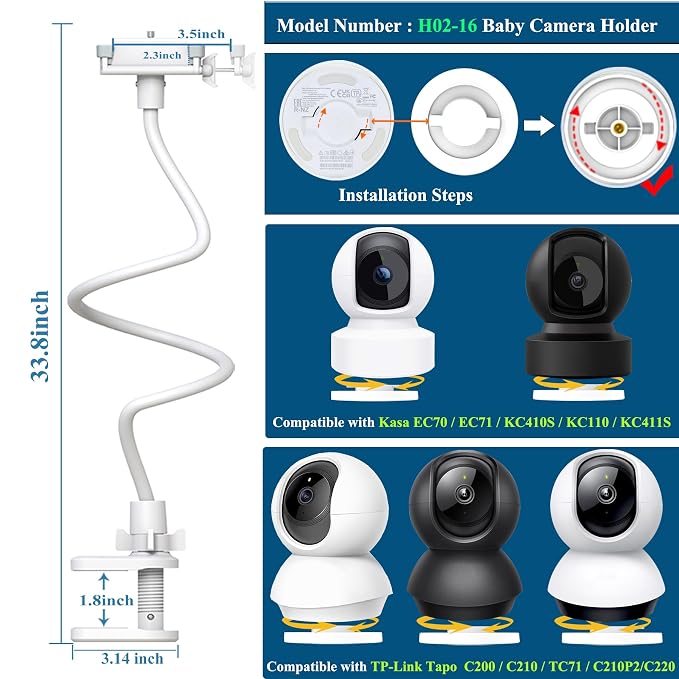 Baby Monitor Holder Mount for Tapo C220/C201,Kasa Camera EC70/EC71/KC410S