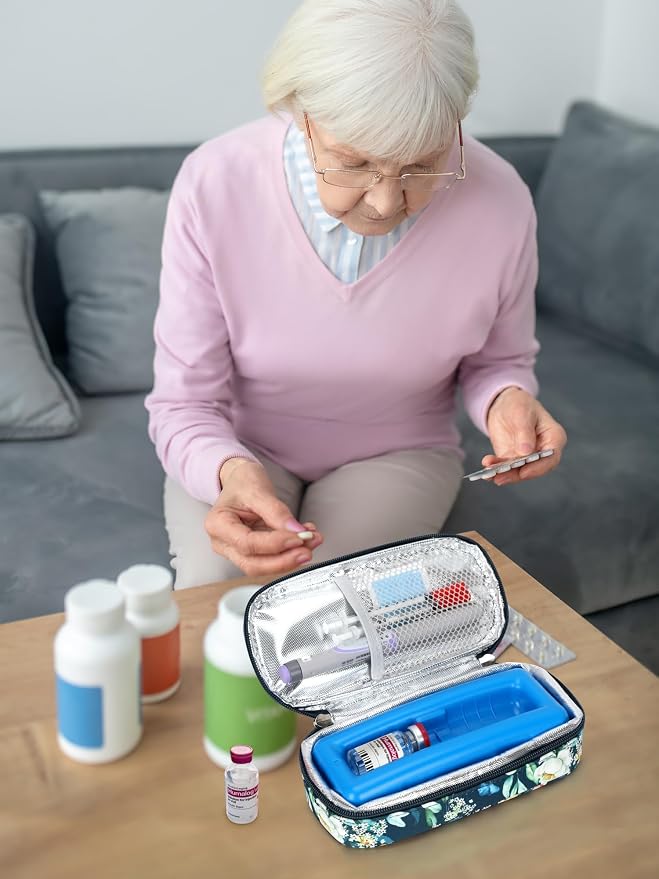 YOUSHARES Peptide Vials Cooler Travel Case - TSA Approved | Diabetic Insulin Vial Cooling Bag , Protective Ice Brick, Refrigerated Diabetes Supplies Organizer,GLP-1 Medication Storage