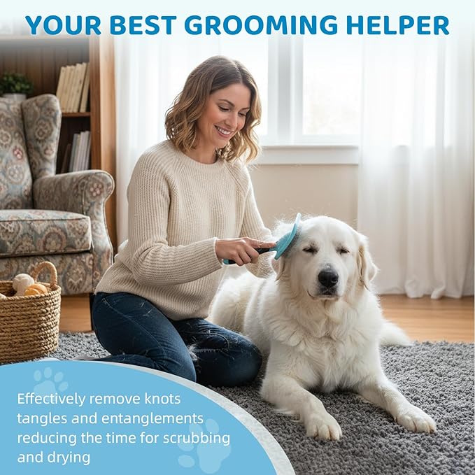 Great Pyrenees Brush,Dog Brush for Great Pyrenees,De-shedding and Fluffing Grooming Brush,Gifts for Great Pyrenees,Blue