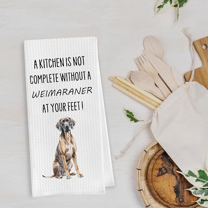 Funny Weimaraner Kitchen Towels - Weimaraner Gifts Waffle Decorative Dish Towels, Dog Lover Mom Dad Gifts Hand Tea Towel, 16x24 Inch