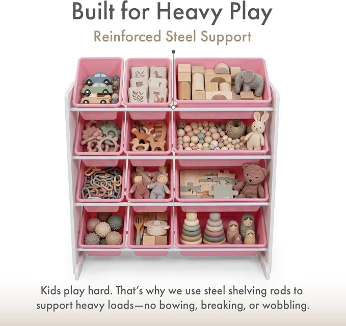 Humble Crew Kids Toy Organizer with 12 Bins, 4 Tier Storage for Playroom
