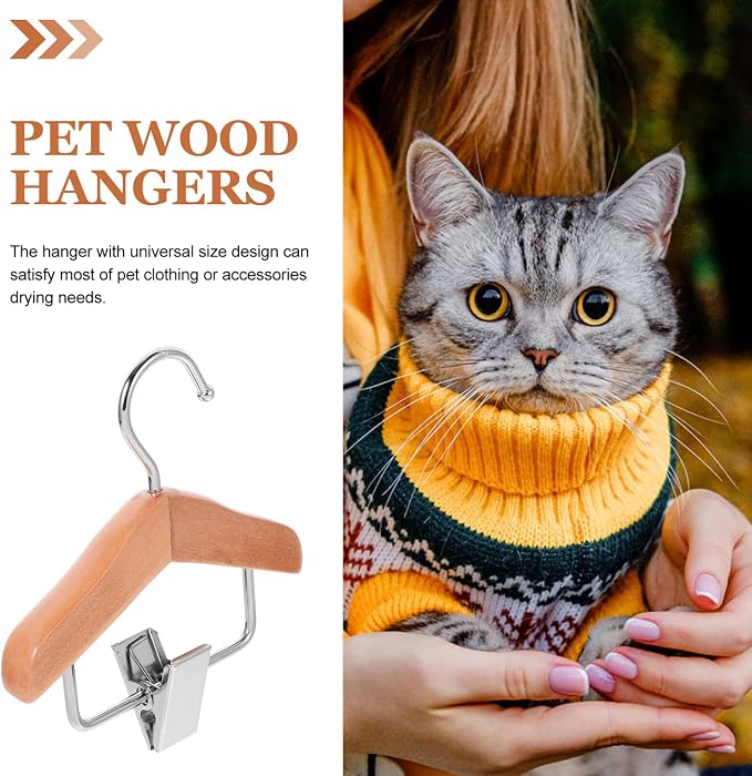 Alipis Portable Pet Garment Hanger Mini Dog Hanger Clip Dog Clothing Wooden Rack