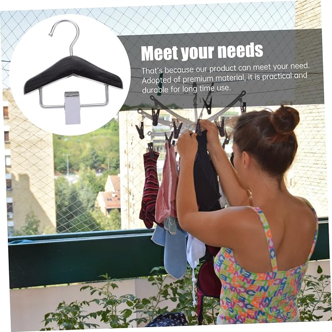 1pc Pet Pants Clip Rack for Dogs Lightweight Plastic Pet Apparel Hanger for Clothes and Pants for Organizing Puppy Clothing Closets Black
