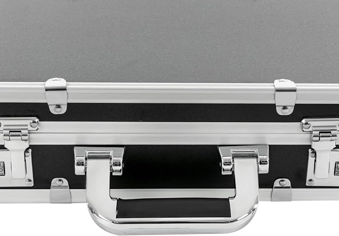 Professional Barber Case, Beauty Salon Barber Box with Secure Numlock, Hair Stylist Tool Kits Organizer Portable Barber Travel Carry Case for Clippers and Supplies Storage (Black&Silver)