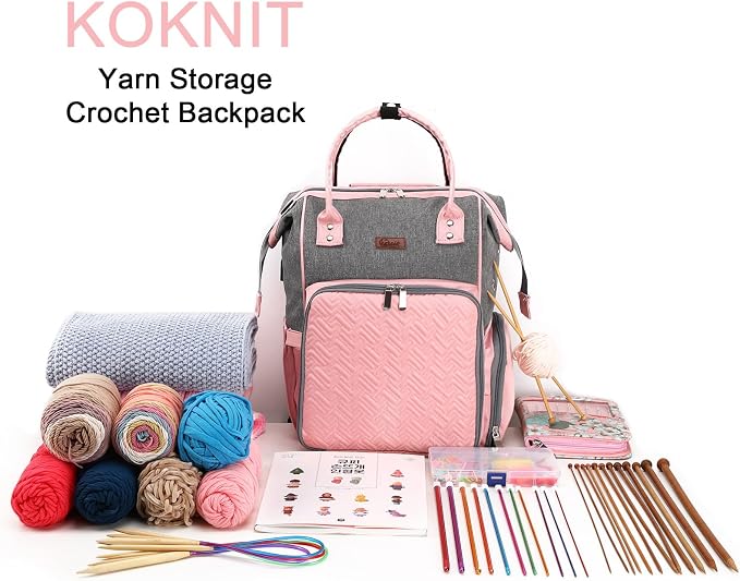 crochet bag,knitting bagBackpack and Tote Bag Storage Bag ，Large capacityYarn Storage Organizer Travel Crochet Bag Women Carrying Crochet Accessories Knitting Needles Crochet