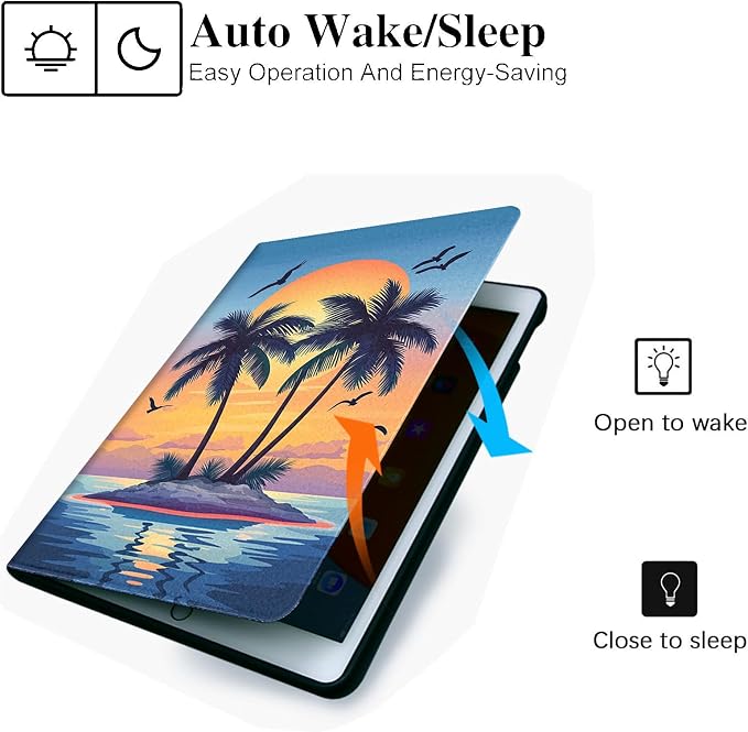 for Microsoft Surface Go 4/3/2/1-10.5" 2021 Tablet Case,Auto Wake/Sleep,Adjustable Stand Protective Cover - Tropical Sunset Palm Tree
