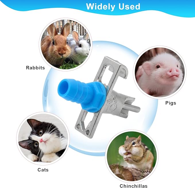 Automatic Rabbit Watering Kit Include 6 Nipple Drinker Feeders, ID 5/16" Hose, Barb Fittings to G1/2" Thread Connector