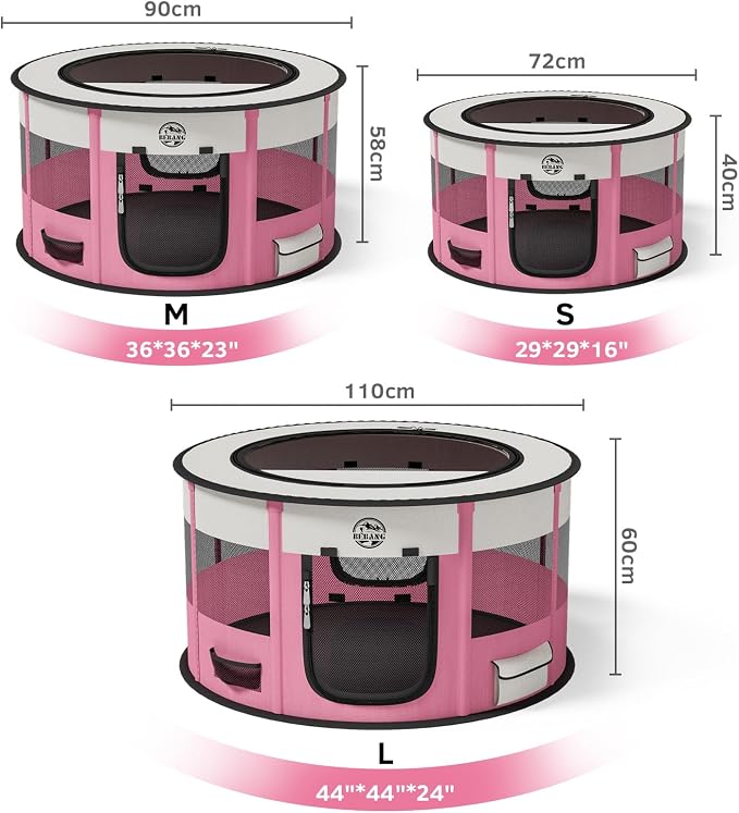 Dog Playpen for Puppies and Cats: Foldable Pet Pen with Dual Doors | Two Zippered Doors, 360° Mesh Windows, Removable Breathable Top, Spacious Interior
