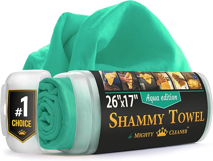Premium Shammy Cloth for Car Drying - Super Absorbent Reusable Chamois Towel - Scratch-Free - 26'x17'