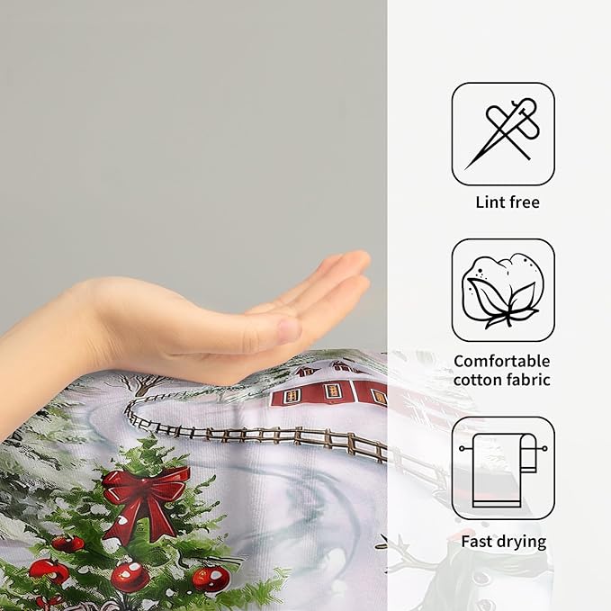 Giwawa Red Truck Towel Winter Snowman Xmas Pine Trees Decorative Hand Towels Set of 2 Snowflake Presents Snow Cottage Soft Microfiber Face Washcloth for Bathroom Guest Seasonal Hotel Gym