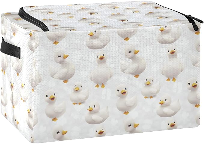 Cute Pet Ducks Under Bed Storage Containers Clear Window Collapsible Closet Storage Boxes with Lids Dual Zipper Bookshelf