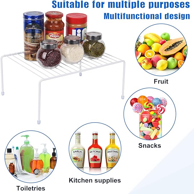 Medium (13.1 x 10.2 Inch) Cabinet Storage Shelf Rack, Shelves，Kitchen Counter and Cabinet Shelf, Storage Rack Organizer for Kitchen, Fridge, Cabinet, Bathroom Cupboard& Pantry (2, White)