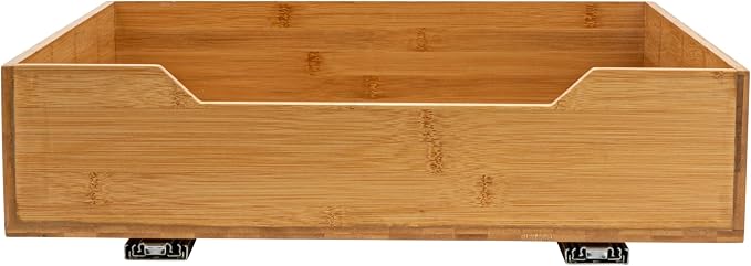 Household Essentials Glidez Bamboo and Steel Pull-Out/Slide-Out Storage Organizer for Under Cabinet Use - 1-Tier Design - Fits Standard Size Cabinet or Shelf, Natural