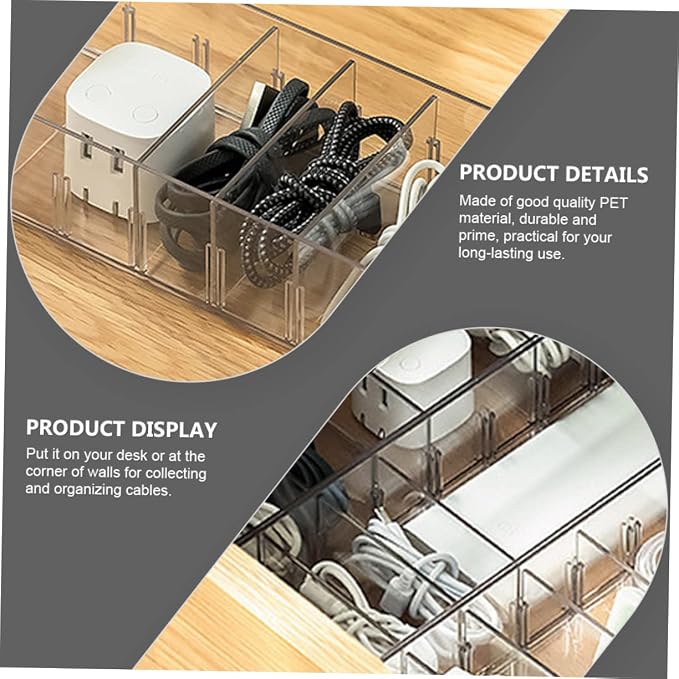 1pc Desktop Cable Organizer Box Usb Cable Storage for Home Office and Jewelry Made of Pet Material Lightweight and Portable for Tidying Cords and Items