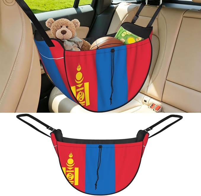 Flag of Mongolia Car Seat Organizer-Backseat Storage Bag for Travel | Waterproof Durable. Holds Snacks Gear Essentials. Fits Most Cars.