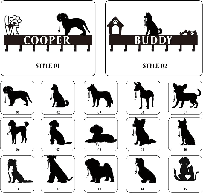 Dyoart Custom Dog Leash Holder for Wall with Name - Personalized Key Holder Wall Mount - Metal Dog Stuff Key Organizer Wall Decor - Dog Leash Hooks for Wall - Key Rack Gifts for Dog Lovers