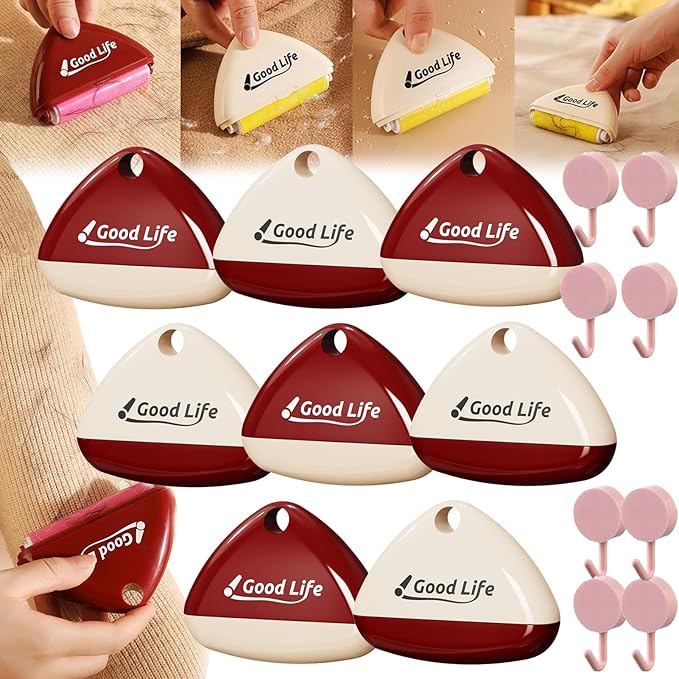 Good Life Lint Roller, Portable Washable Lint Roller, Washable Reusable Lints Rollers for Pet Hair Extra Sticky, Lints Remover for Clothes, Travel, Fur, Hair, Dust, Thread, Grime & Pet Hair (8pcs)