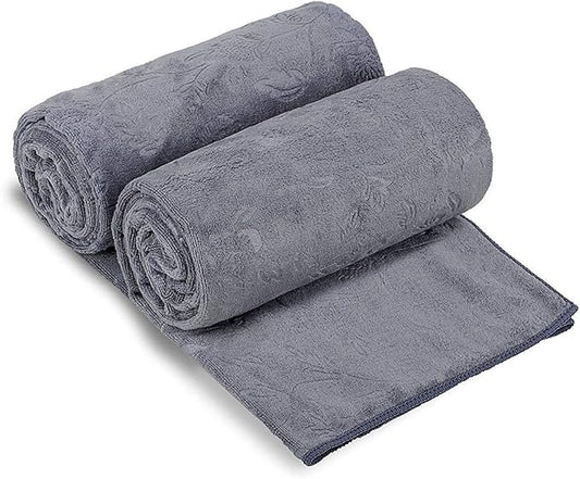 JML Large Bath Towels Set of 2, 30" x 60", Fast Drying, Soft Super Absorbent Oversized Microfiber Towel for Body, Use for Hotel, Salon, Yoga, Gym,Spa, Sauna, Shower, Pool, Sport - Grey Floral