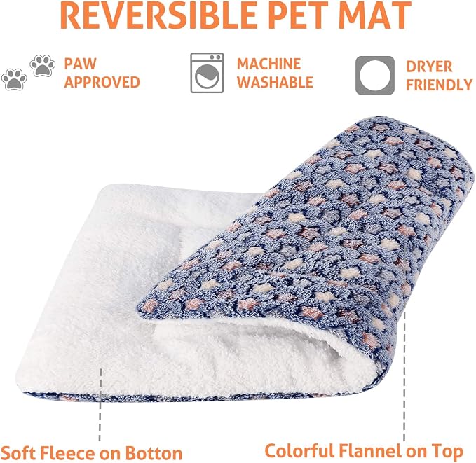 Mora Pets Dog Crate Pad Bed Ultra Soft Pet Mat Star Print Blue 41 x 29 Inch | Washable Crate Mat for Small Medium Large Dogs, Reversible Fleece Dog Crate Kennel Mat Flat Cat Bed Liner