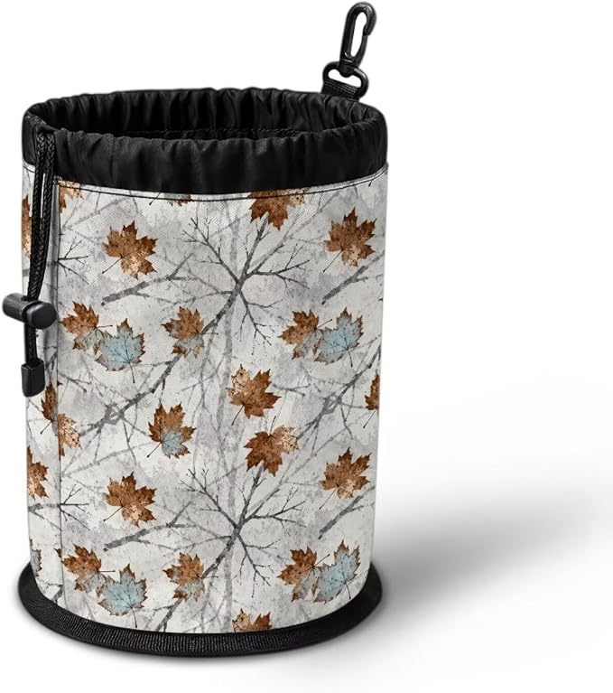 Large Capacity Clothespin Bag with Hanging Hook Bare Branch Maple Leaf Waterproof Clothes Pin Hanging Bag Clothespin Storage Organizer with Large Opening