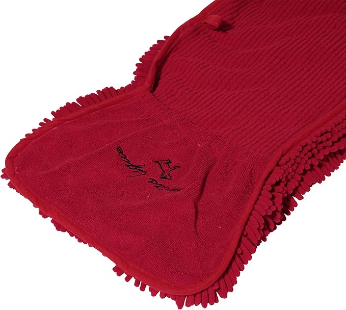 Patas Lague Absorbent Dog Towel for Drying Dogs Large, 35''x15'' Extra Large Microfiber Quick Drying Pet Bath Towel with Hand Pockets, Machine Washable Pet Shammy Wine Red