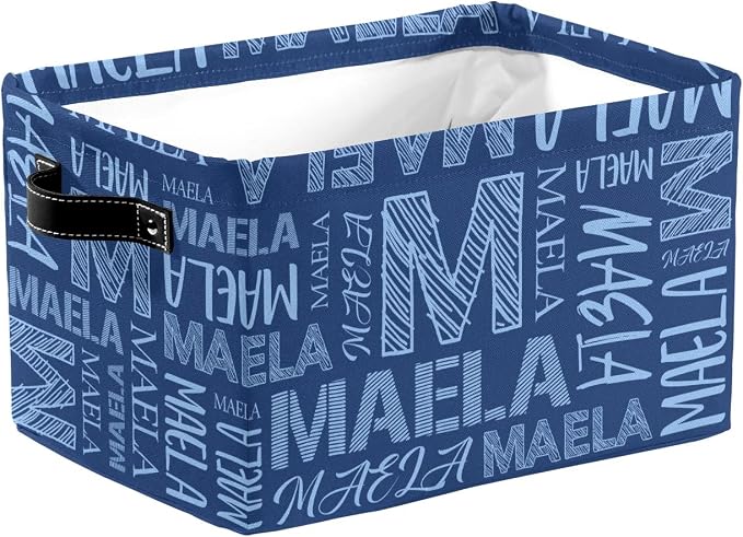 Foldable Personalized Storage Box for Boys Girls with Name Waterproof Kids Custom Storage Bin Baskets Cube Boxes Organizer with Handles for Organizing Shelf Closet, 1 Pack