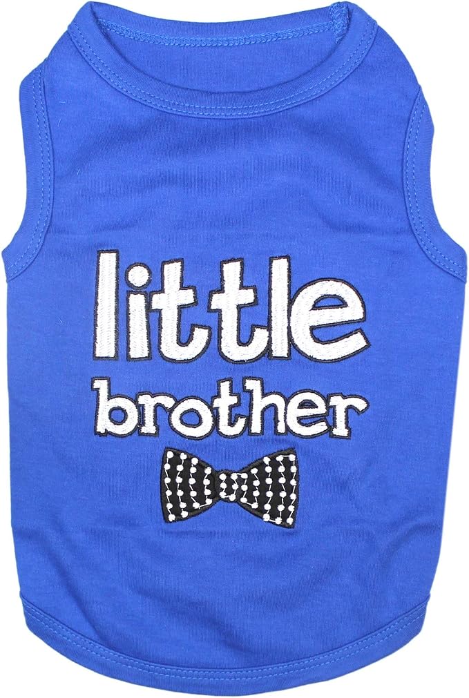 Parisian Pet Dog Shirt – 100% Cotton Shirts for Small Dogs – Blue Sleeveless Puppy Clothes – Lightweight and Breathable Dog Apparel – Boy Little Brother Dogs Clothes - Stretchy Pet T Shirts