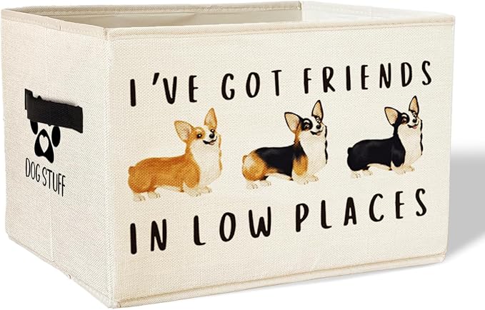Funny Welsh Corgi Dog Storage Basket Bins With Handles, Funny Dog Foldable Organizer Basket Toybox for Kids Room Nursery Bedroom Bathroom Clothes Toys Books, Dogs Lover Gifts for Girls Boys
