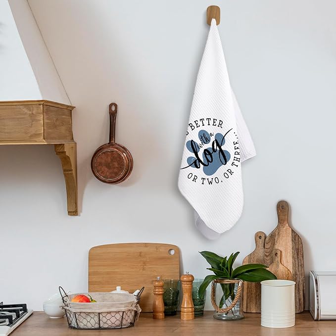 Dog Themed Gifts Kitchen Towels 16'24', Dogs Mom Gifts for Women, Dog Decorations for The Home, House Warming Gift New Home, Paw Prints Kitchen Tea Hand Towels