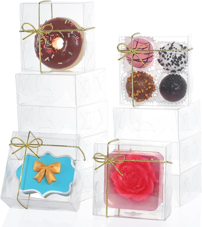 3.2" X3.2" X1.5" 30PCS Clear Homemade Treat Boxes Party Wedding Favors | Perfect for Displaying Small Items-Jewelry, Crafts,Treats,Oreos,Soap,Macaron,Chocolate Truffle, Donu, Brownie More