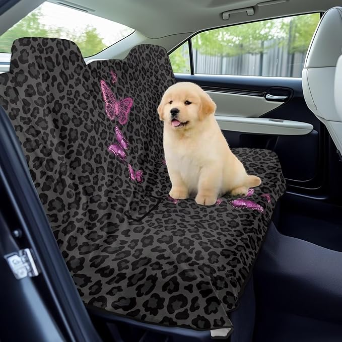 Renewold Rear Bench Protective Dog Car Seat Cover Car Back Seat Towel Cover After Gym Running Surfing Cushion Mat Purple Butterfly Leopard Print Universal Fit Most Vehicles Bus Train Camping Pads