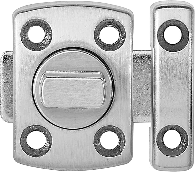 Brushed Silvery Rotate Bolt Gate Latches,Enhanced Security for Doors | Zinc Alloy Cabinet Lock,Pet Door Lock, for Drawer,Storage Box,Locker,Closet,Pet Cage,Wine Cabinet,Protect Privacy