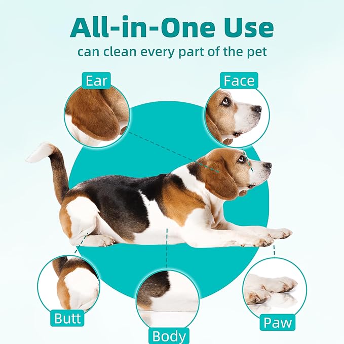 MEDUWEDU [10 Count] No-Rinse Pet Glove Wipes – 5-Finger Design, Coconut Oil & Aloe, Hypoallergenic Grooming Mitts for Dogs & Cats