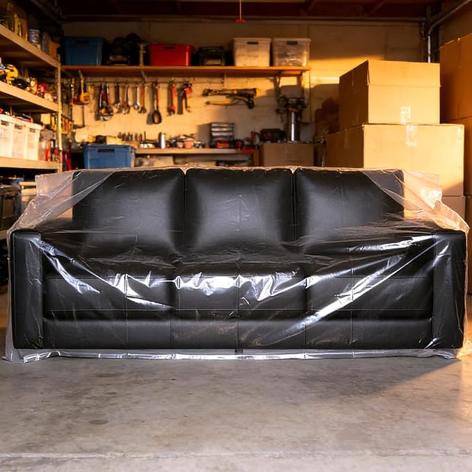 Yotelab Plastic Couch Cover for Moving and Storage, 92Wx42Dx62/41H Inch | Open, No Seal, Clear Moving Bags for Chair, Loveseat, Sofa, or Other Bulky Furniture