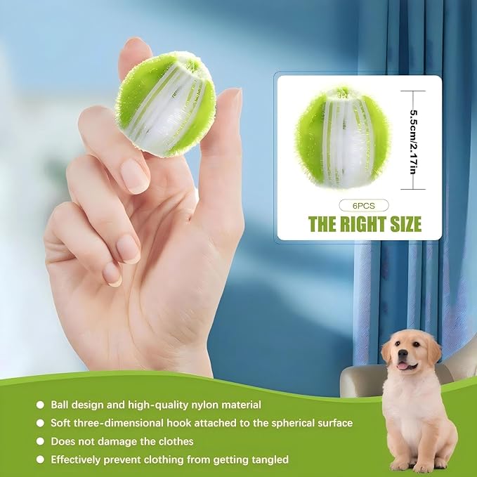 Newly upgraded 2.1-in Pet Hair Remover for Laundry – Reusable Dog & Cat Hair Catcher for Washer & Dryer – Effective Lint & Fur Remover for Clothes&Bedding – Gentle on Fabrics,Eco-Friendly(Green White)