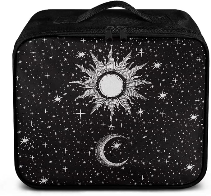Rnyleeg Black First Aid Kit Bag Empty Emergency Medical Trauma Bag Compact Lightweight First Aid Bag for Home Car Camping Hiking Sun Moon Star Pattern