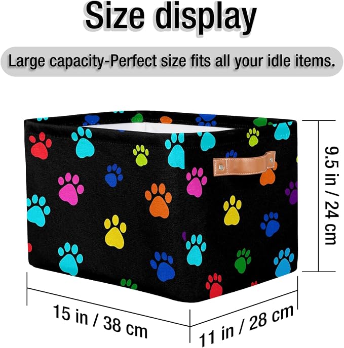 Colorful Paw Print Storage Basket Cube Animal Dog Cat Storage Bin Organizer