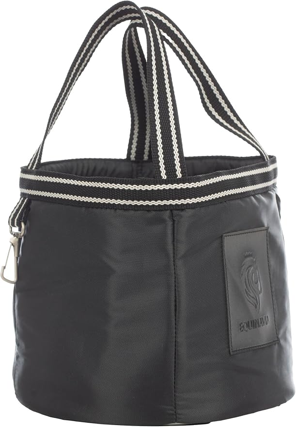 Equinavia Darby Mini Grooming Tote Bag for Horses, Dogs, Cats | Riding Supplies Organizer with 8" x 8" x 8.5" Interior - Black/Silver - One Size